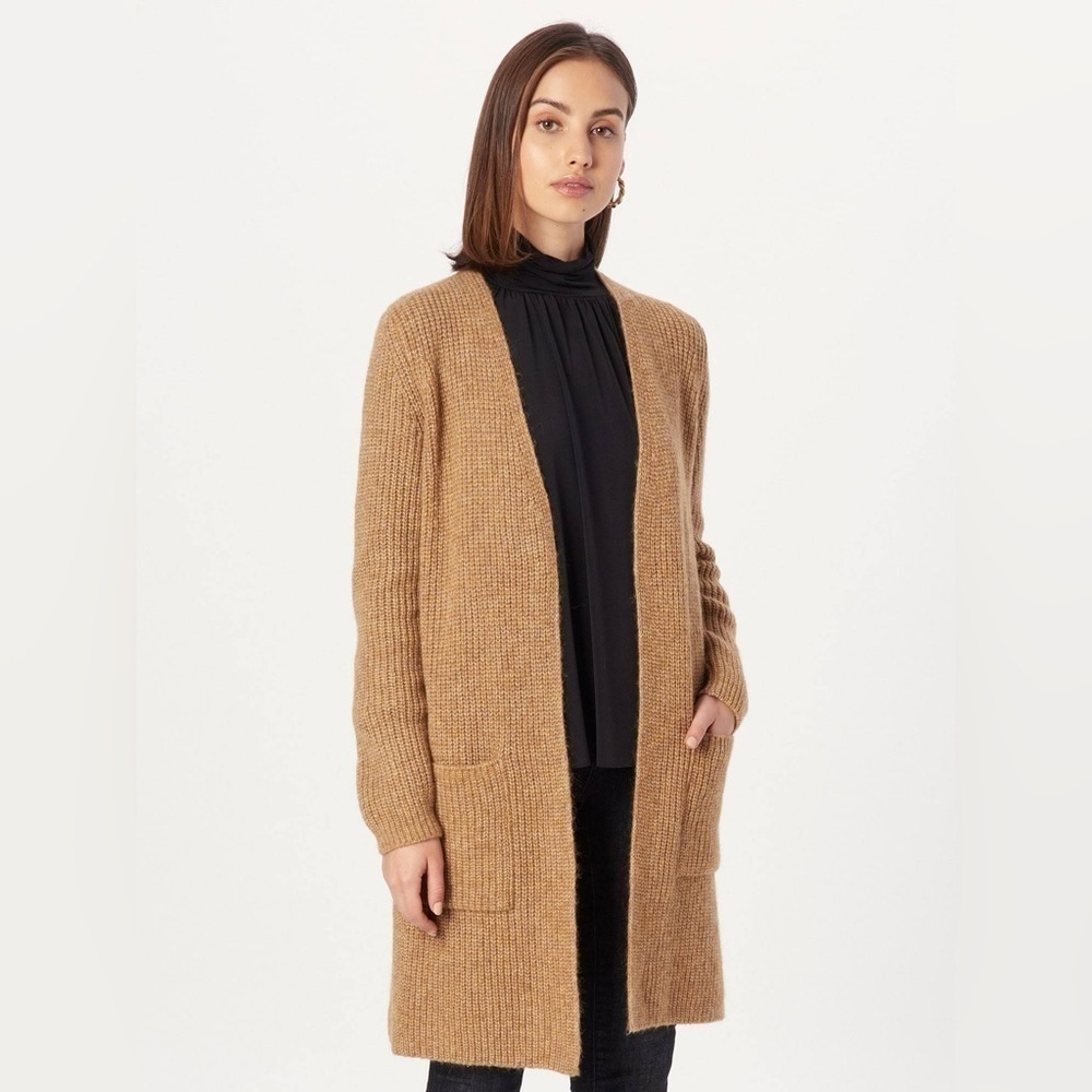 J CREW Lambswool Tan Open Long Cardigan Size Small